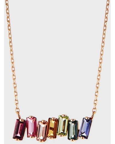 KALAN by Suzanne Kalan 14k Rose Gold Rainbow Bar Necklace - Multicolor
