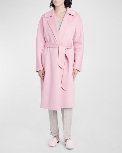 Kiton Belted Cashmere Long Wrap Overcoat - Pink
