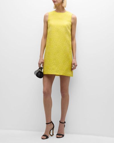 Dolce & Gabbana Matelasse Fiori Jacquard Mini Dress - Yellow