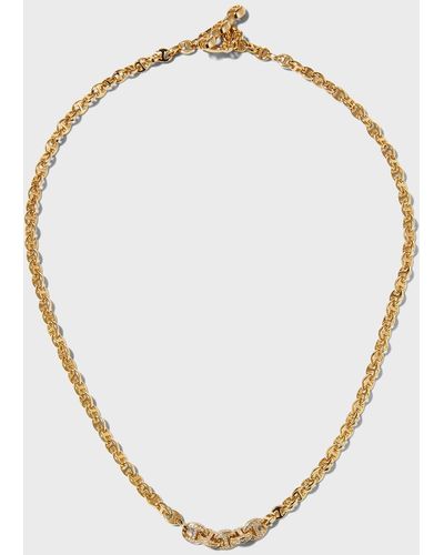 Hoorsenbuhs 3mm Open-link Necklace With 5-link Micro Pave In 18k Yellow Gold - Metallic
