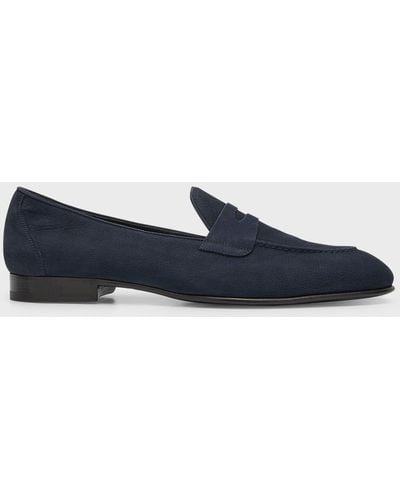Brioni Leather Penny Loafers - Blue