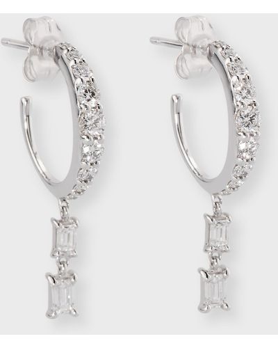 Lana Jewelry Flawless Graduating Huggie Earrings With Dangling Emerald-cut Diamonds - Gray