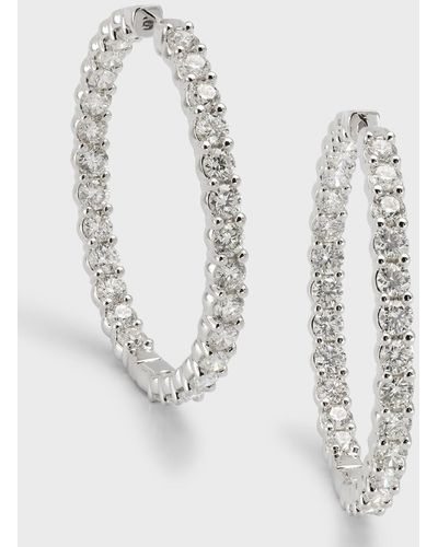Neiman Marcus 18k White Gold Round Diamond Hoop Earrings