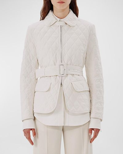 Another Tomorrow Quilted Belted Jacket - Gray