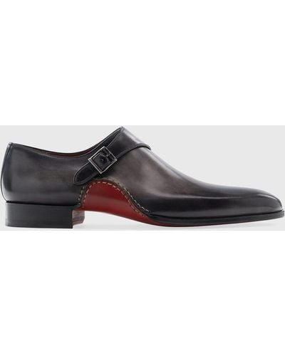 Magnanni Carrera Single-Monk Leather Shoes - Gray