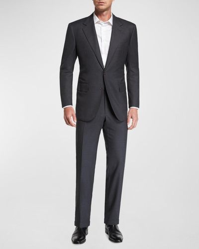 Stefano Ricci Two-piece Solid Wool Suit - Black
