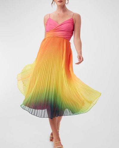 Trina Turk Natalie Ombre Wrap Sleeveless Midi Dress - Yellow
