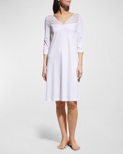 Hanro Moments 3/4 Sleeve Nightgown - White
