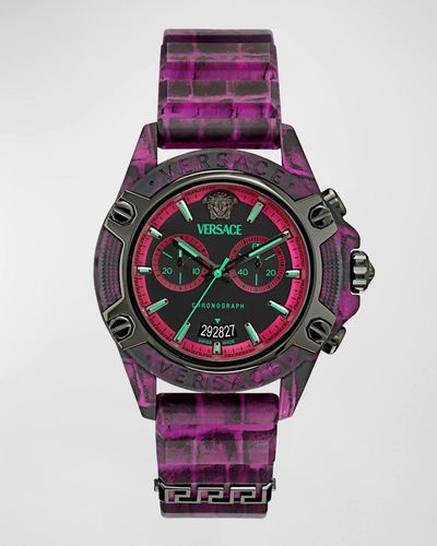 Versace Icon Active Silicone-Strap Chronograph Watch, 44Mm - Pink