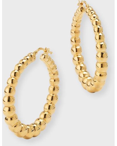 Lisa Nik 18k Yellow Gold Beaded Hoop Earrings - Metallic