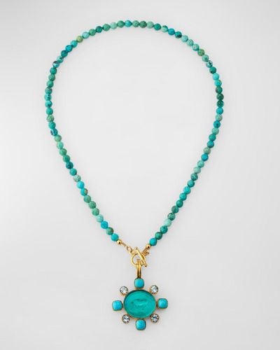 Dina Mackney Turquoise Intaglio Necklace - Blue