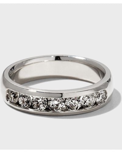 Neiman Marcus 18k White Gold Round 7-diamond Ring, Size 10.25 - Metallic