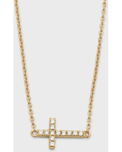 Sydney Evan Small Gold Pave Diamond Cross Necklace - White