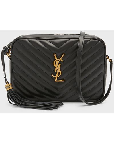 Saint Laurent Lou Medium Ysl Camera Bag With Pocket And Tassel - Black