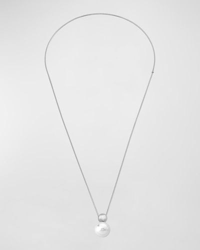 Majorica Aura Pearl Slider Necklace, Stainless Steel - White