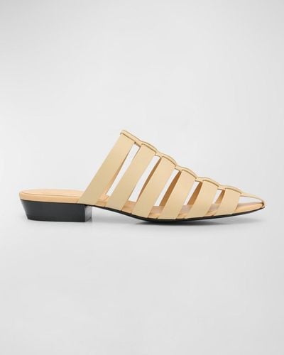 Loro Piana Kaede Caged Leather Mule Sandals - White