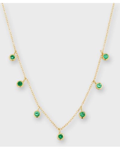 Jennifer Meyer 18k Yellow Gold 7 Mini Bezel Dangle Necklace With Emeralds - Multicolor