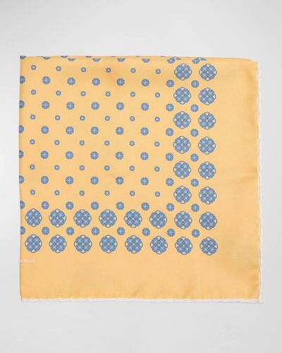 Stefano Ricci Silk Quatrefoil-Print Handkerchief - Blue
