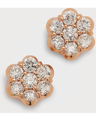 Bayco 18k Rose Gold Floral Diamond Stud Earrings - Multicolor