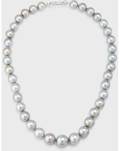 Pearls By Shari 18k White Gold Graduated Tahitian Pearl Necklace