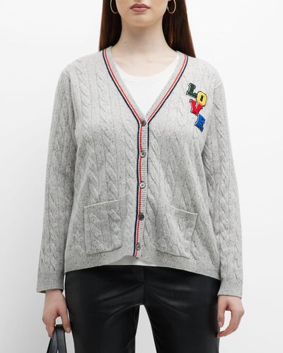 Minnie Rose Plus Plus Size Love Cable-knit Cashmere Cardigan - Gray