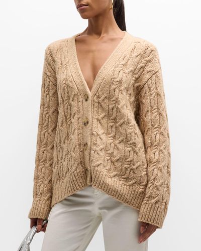 ATM Boucle Cable-Knit Cardigan - Natural