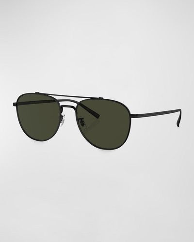 Oliver Peoples Rivetti Double-Bridge Titanium Aviator Sunglasses - Green