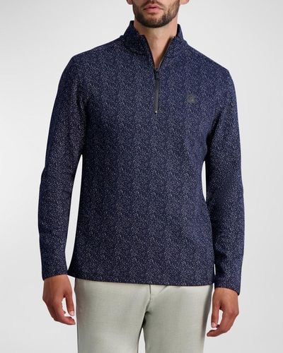 Karl Lagerfeld Speckled Quarter-Zip Sweatshirt - Blue