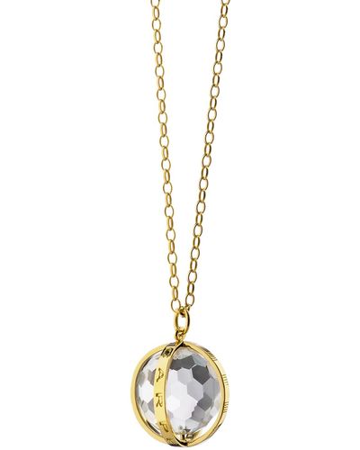 Monica Rich Kosann 18k Yellow Gold Large Carpe Diem Charm Necklace With Faceted Rock Crystal, 30"l - Metallic
