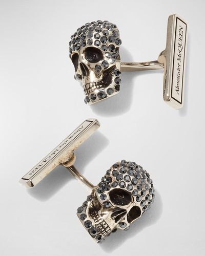 Alexander McQueen Pave Skull Cufflinks - Metallic
