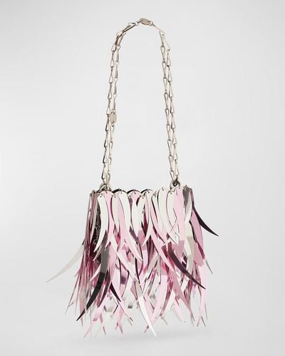Rabanne Nano Sparkle Fringe Chain Shoulder Bag - Pink