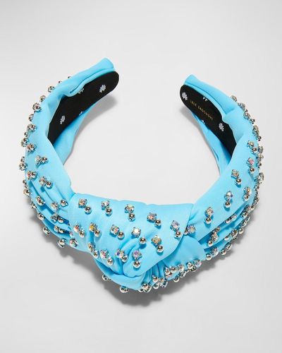 Lele Sadoughi Knotted Crystal-embellished Neoprene Headband - Blue