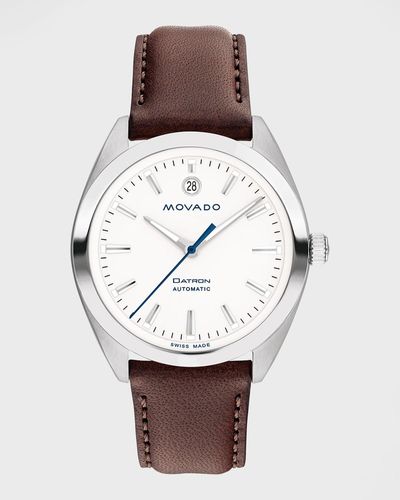 Movado Datron Heritage Series Automatic Leather Watch, 40mm - White