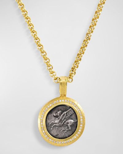 Jorge Adeler 18K Pegasus Coin And Diamond Pendant - Metallic