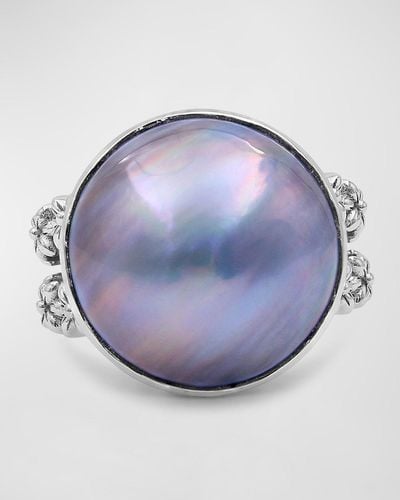 Stephen Dweck Silver Mabe Pearl Ring In Sterling Silver, Size 7 - Blue