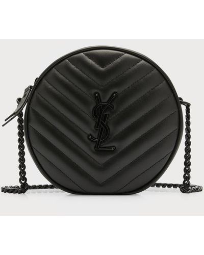 Saint Laurent Jade Round Matelassé Leather Bag - Black