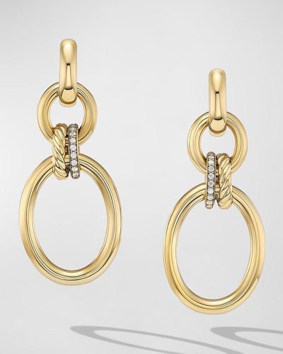David Yurman Mercer Earrings With Diamonds In 18k Gold, 50mm - Metallic