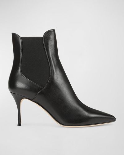 Sergio Rossi Leather Chelsea Stiletto Ankle Booties - Black