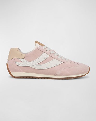 Vince Oasis Mixed Leather Retro Sneakers - Pink