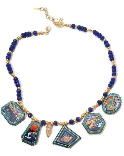 Coomi Affinity 20K Malachite 5-Pendant Necklace W/ Lapis And Diamonds - Blue
