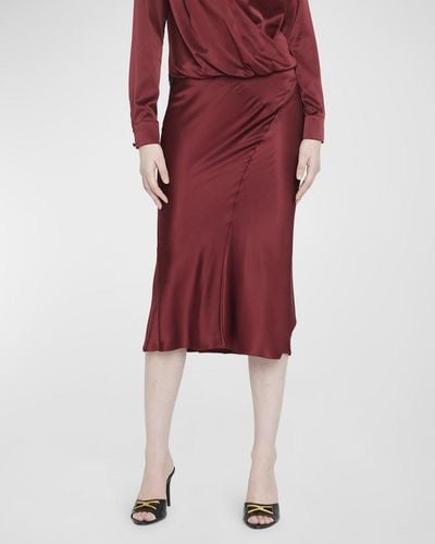 Veronica Beard Sorelle Silk Midi Skirt - Red