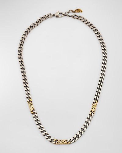 Alexander McQueen Two-Tone Seal Logo Chain Necklace - Metallic