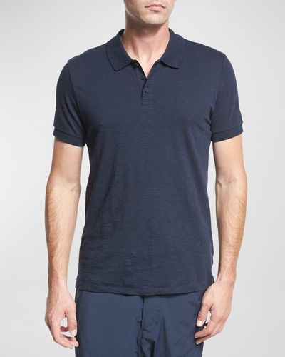 Vince Classic Slub Cotton Polo Shirt - Blue