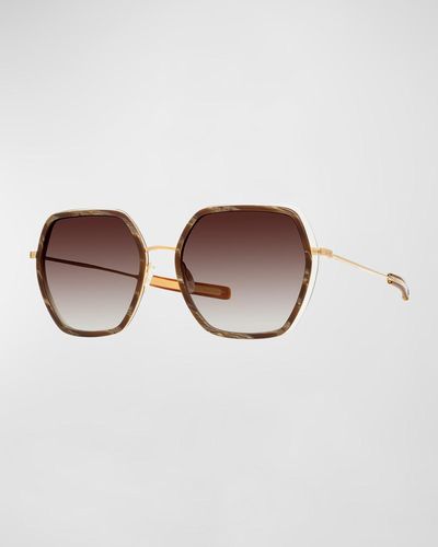 Barton Perreira Pickford Zyl & Metal Round Sunglasses - Brown