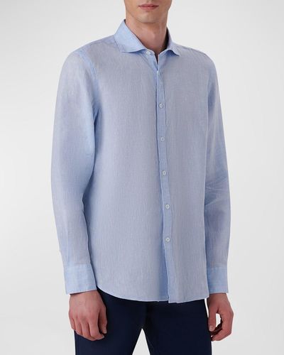 Bugatchi Linen Sport Shirt - Blue