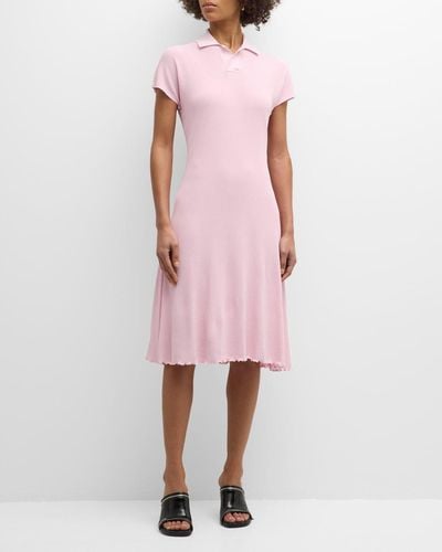 Burberry Knit Polo Midi Dress - Pink