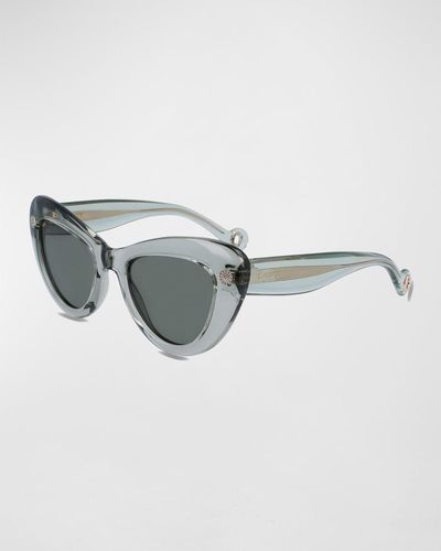 Lanvin Daisy Chunky Plastic Cat-Eye Sunglasses - Metallic
