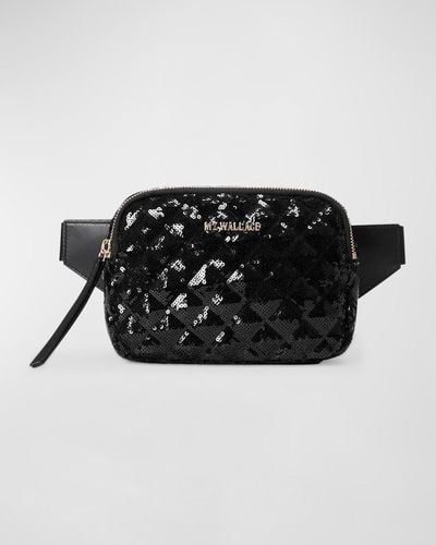 MZ Wallace Madison Sequins Quilted Belt Bag - Black