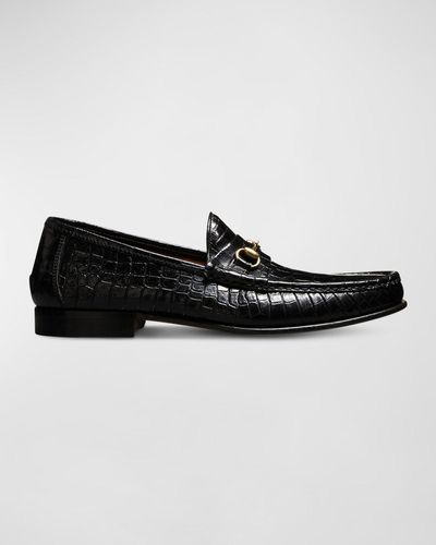 Allen Edmonds Verona Ii Croc-effect Italian Bit Loafers - Black