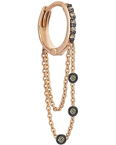Kismet by Milka Colors 14K Rose Triple-Chain Hoop Earring With Champagne Diamonds, Each - Metallic